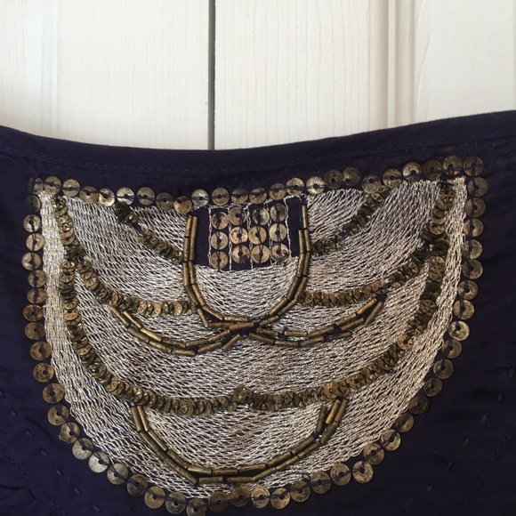 Navy blue, embroidered tank - Picture 2 of 3